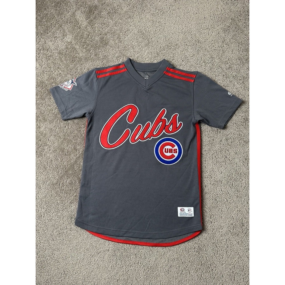Mens Jersey Majestic Chicago Cubs Gray Red Made‎ in China, Size S